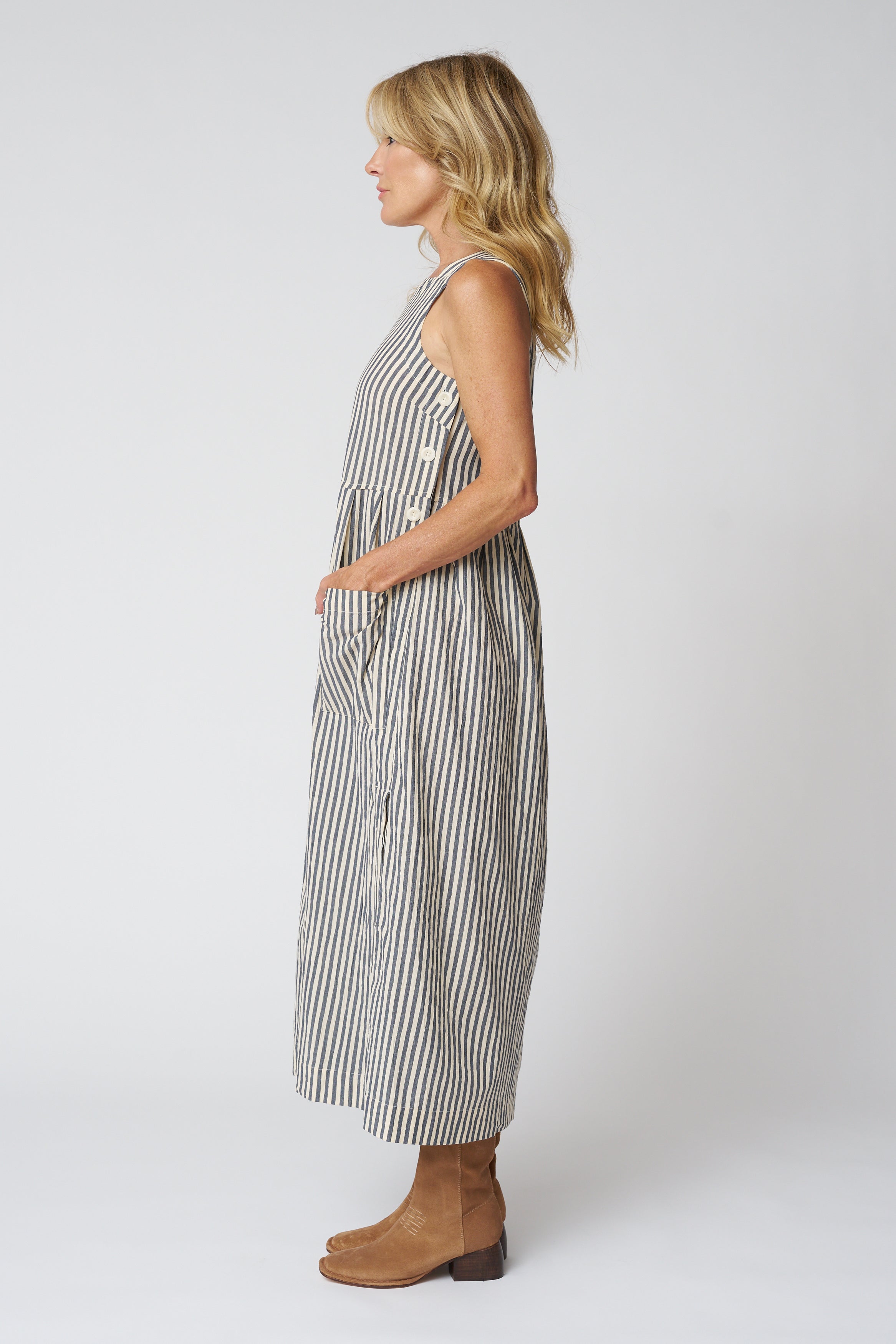 Tablier Stripe Cotton Pinafore Dress
