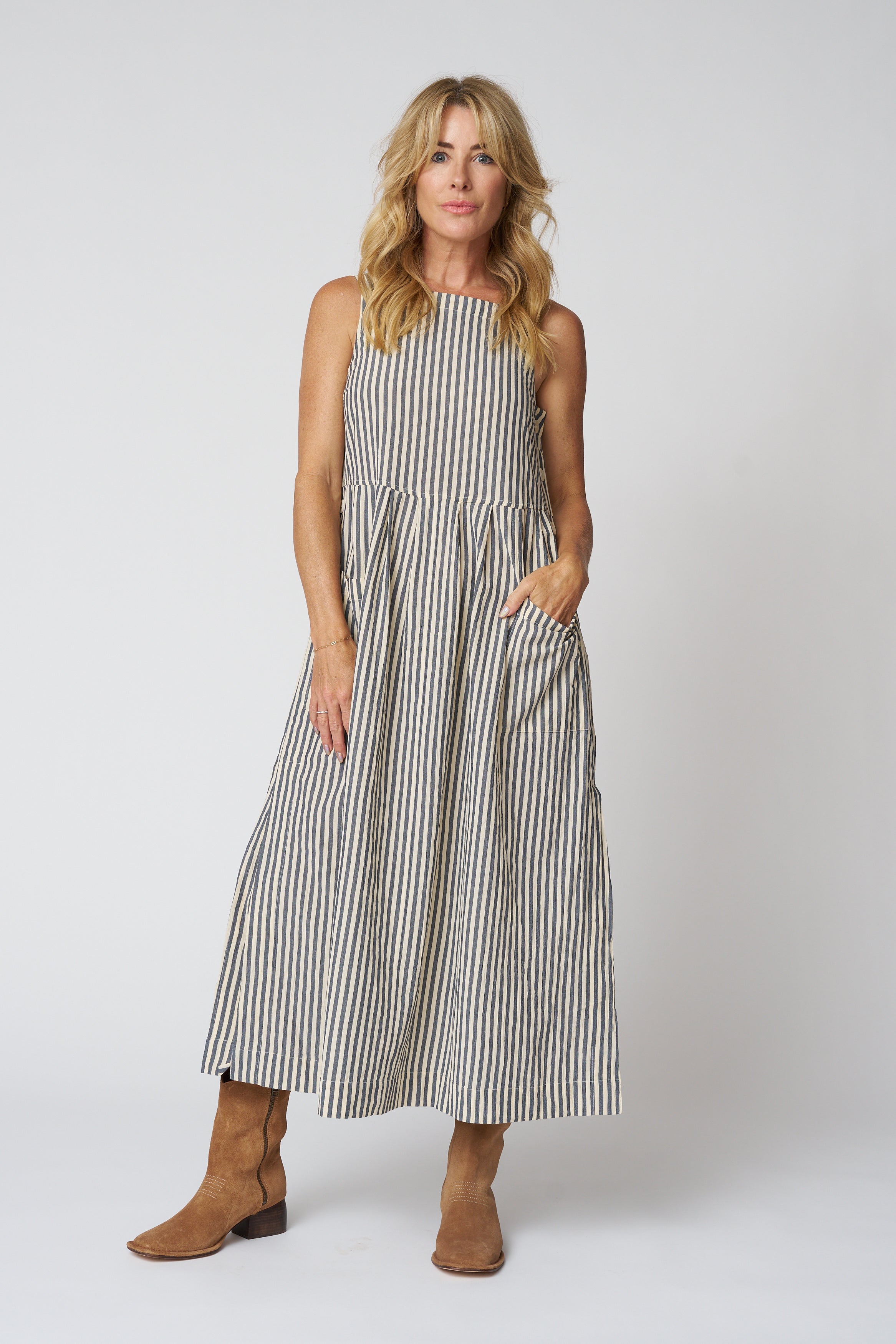 Tablier Stripe Cotton Pinafore Dress