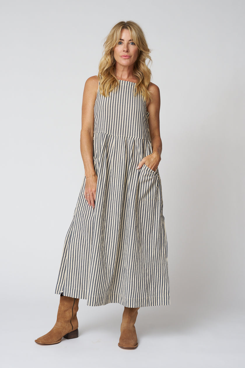 Tablier Stripe Cotton Pinafore Dress