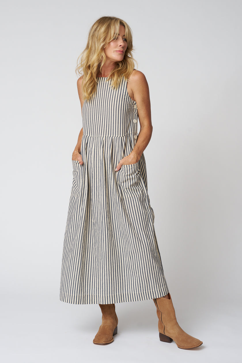 Tablier Stripe Cotton Pinafore Dress