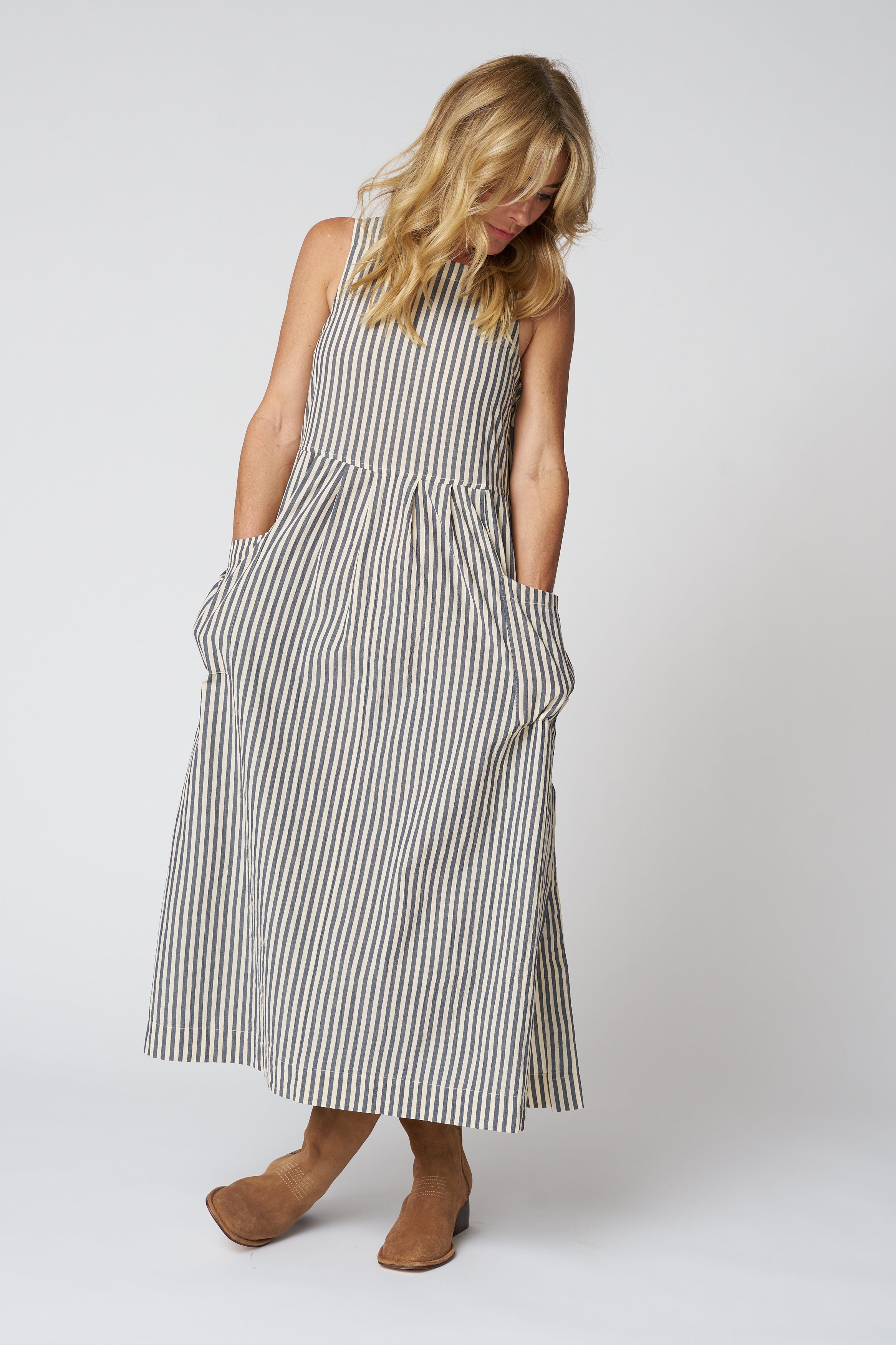 Tablier Stripe Cotton Pinafore Dress