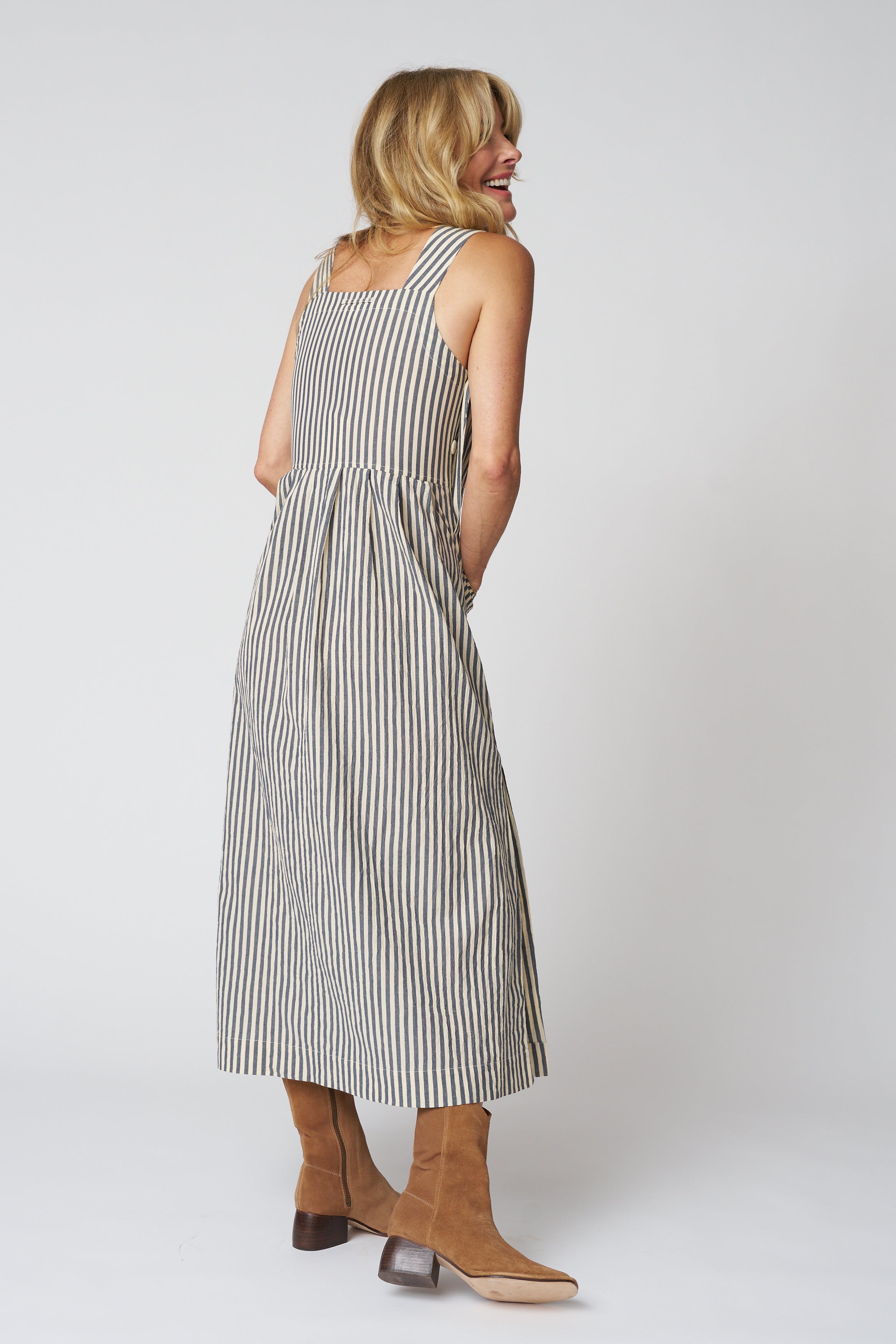 Tablier Stripe Cotton Pinafore Dress