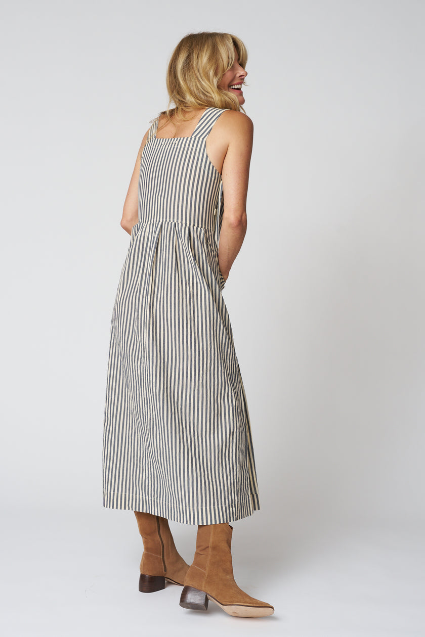 Tablier Stripe Cotton Pinafore Dress