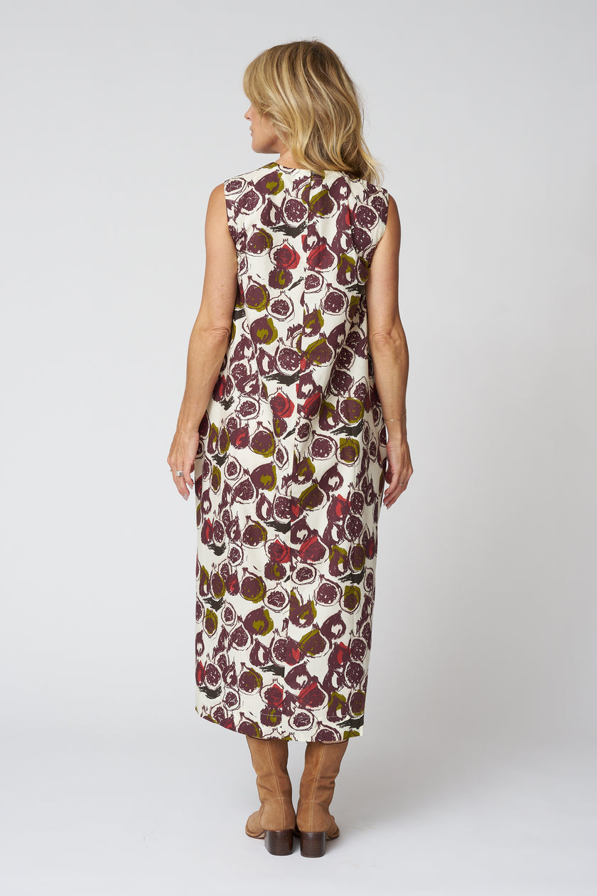 Fig Print Cotton Poplin Dress