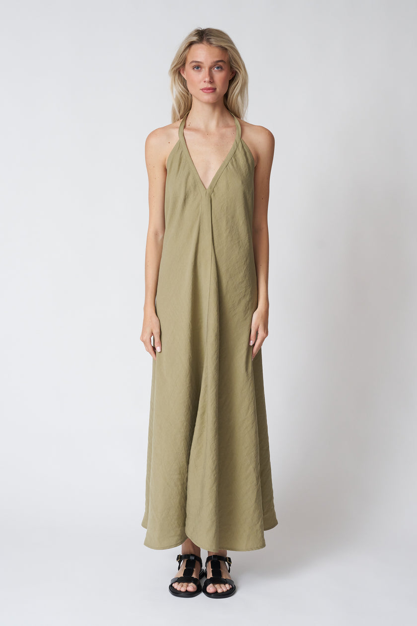 The Handloom Zoe Maxi Dress in Khaki Green