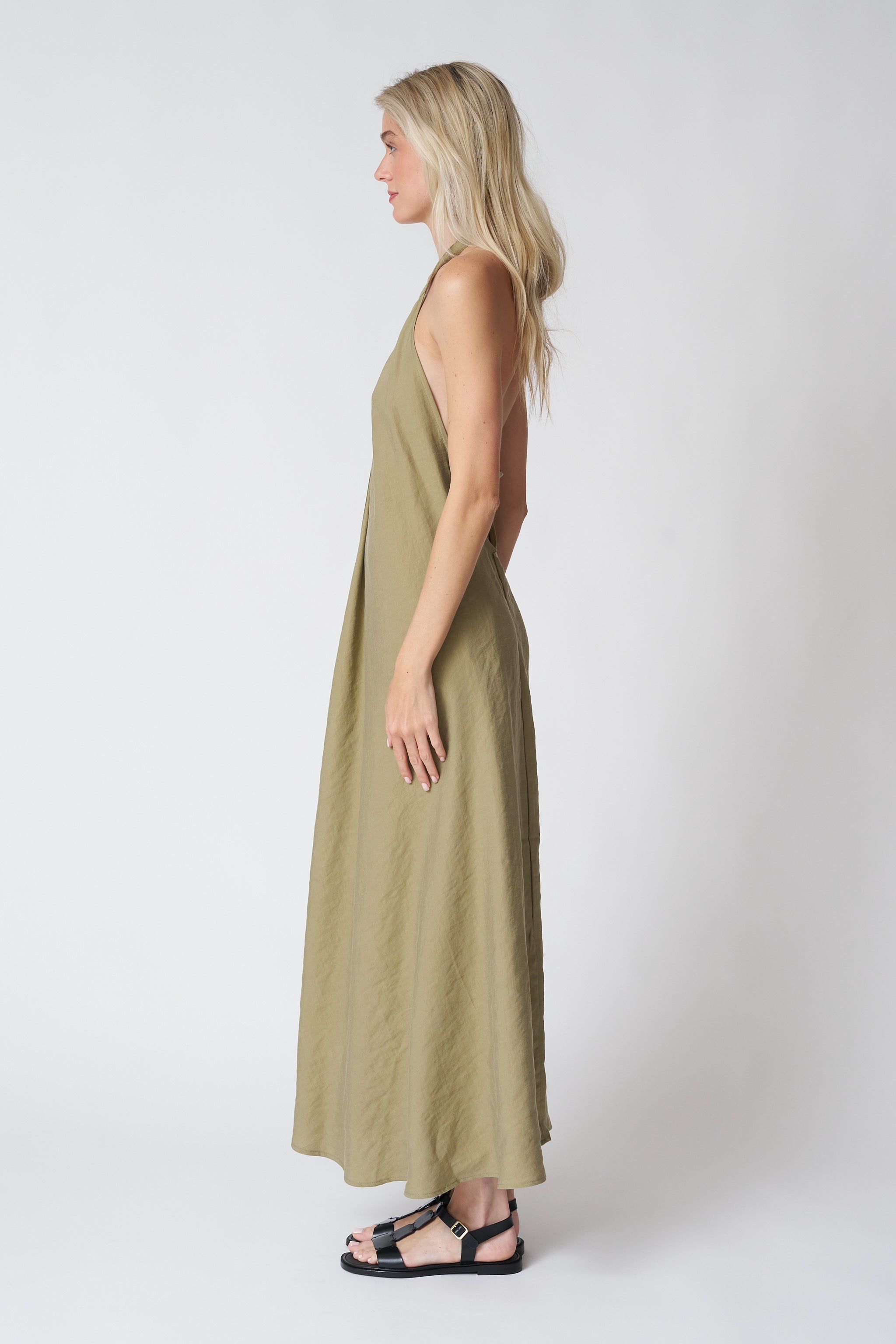 The Handloom Zoe Maxi Dress in Khaki Green