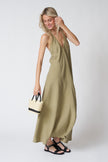 The Handloom Zoe Maxi Dress in Khaki Green