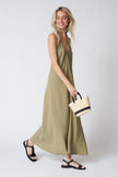 The Handloom Zoe Maxi Dress in Khaki Green