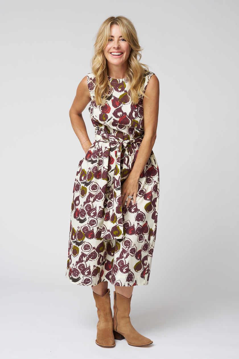 Fig Print Cotton Poplin Dress