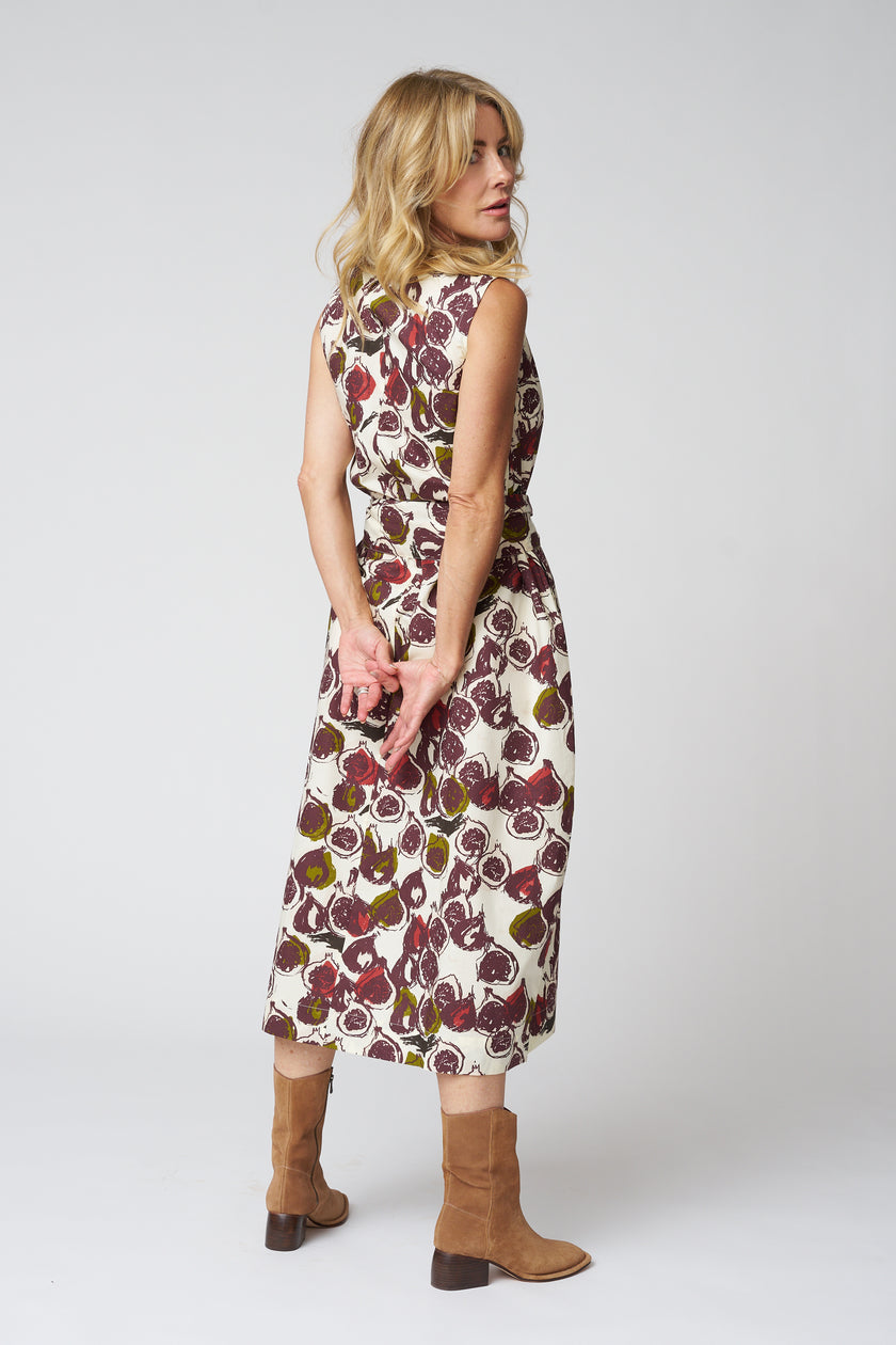 Fig Print Cotton Poplin Dress