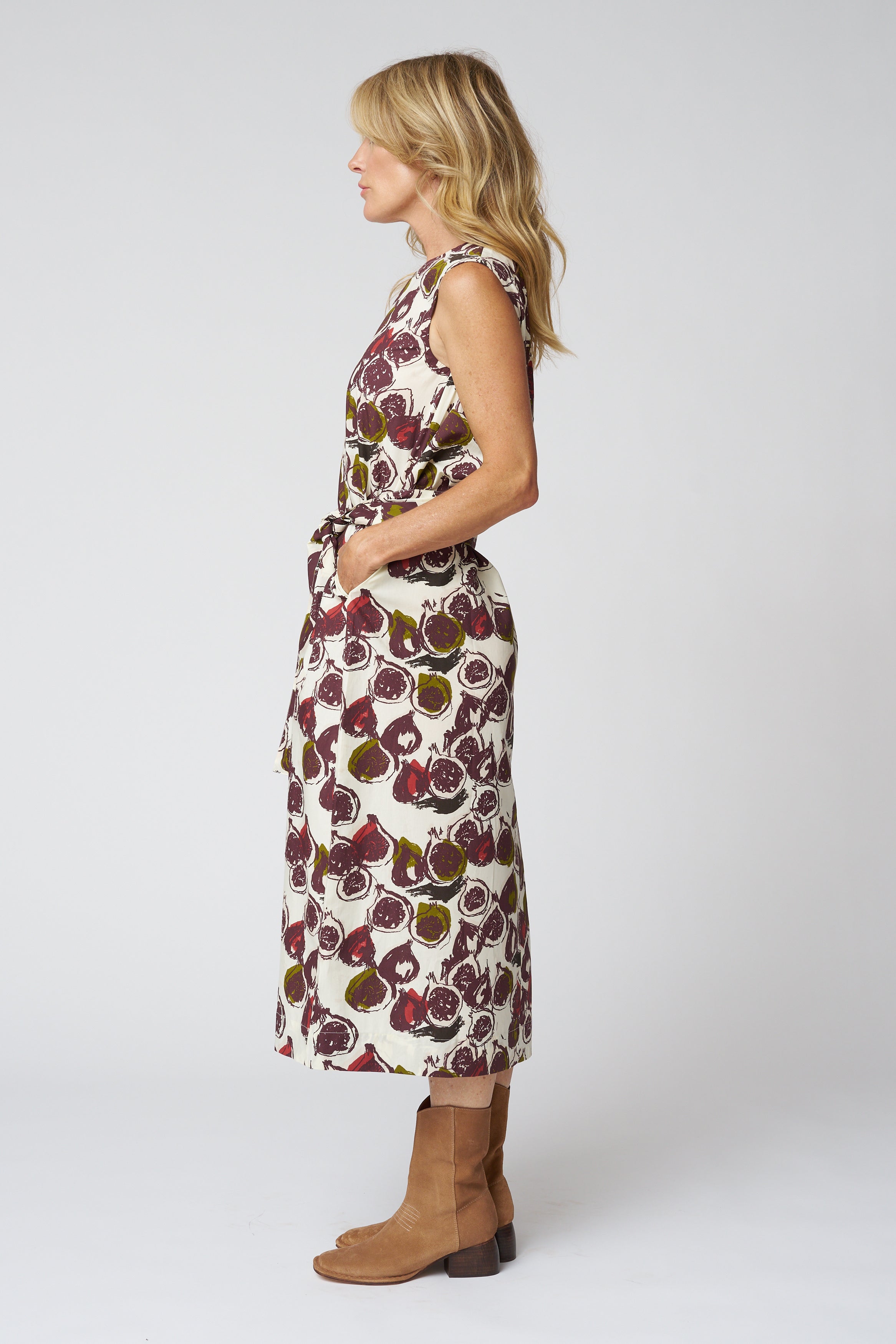 Fig Print Cotton Poplin Dress