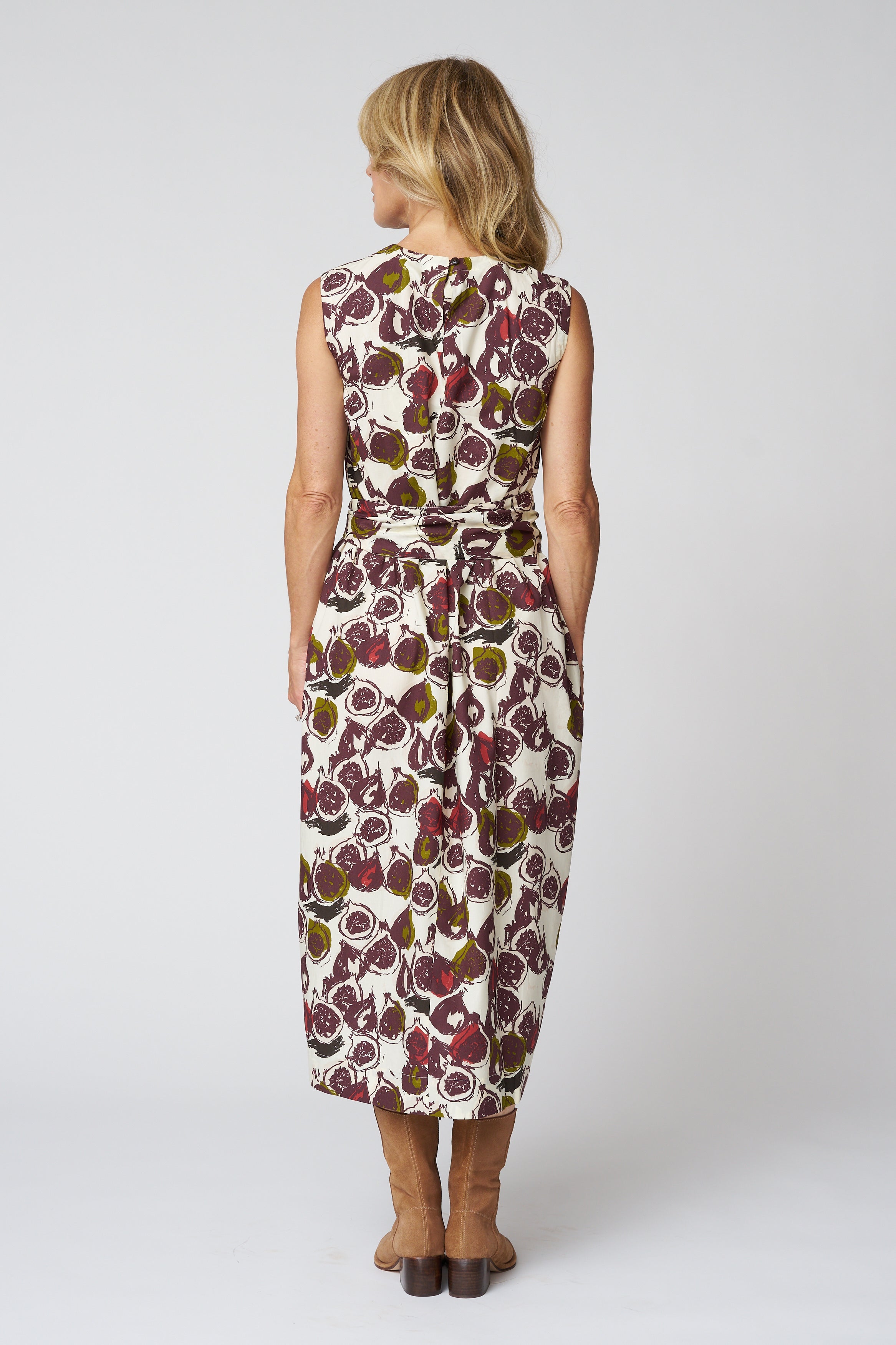 Fig Print Cotton Poplin Dress