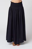 Emerson Fry Smocked Maxi Skirt in Midnight Linen