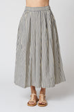 Pleated Cotton Stripe Skirt