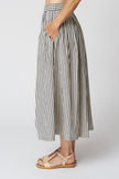 Pleated Cotton Stripe Skirt