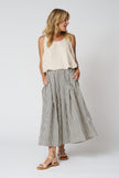 Pleated Cotton Stripe Skirt