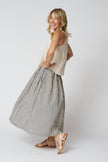 Pleated Cotton Stripe Skirt