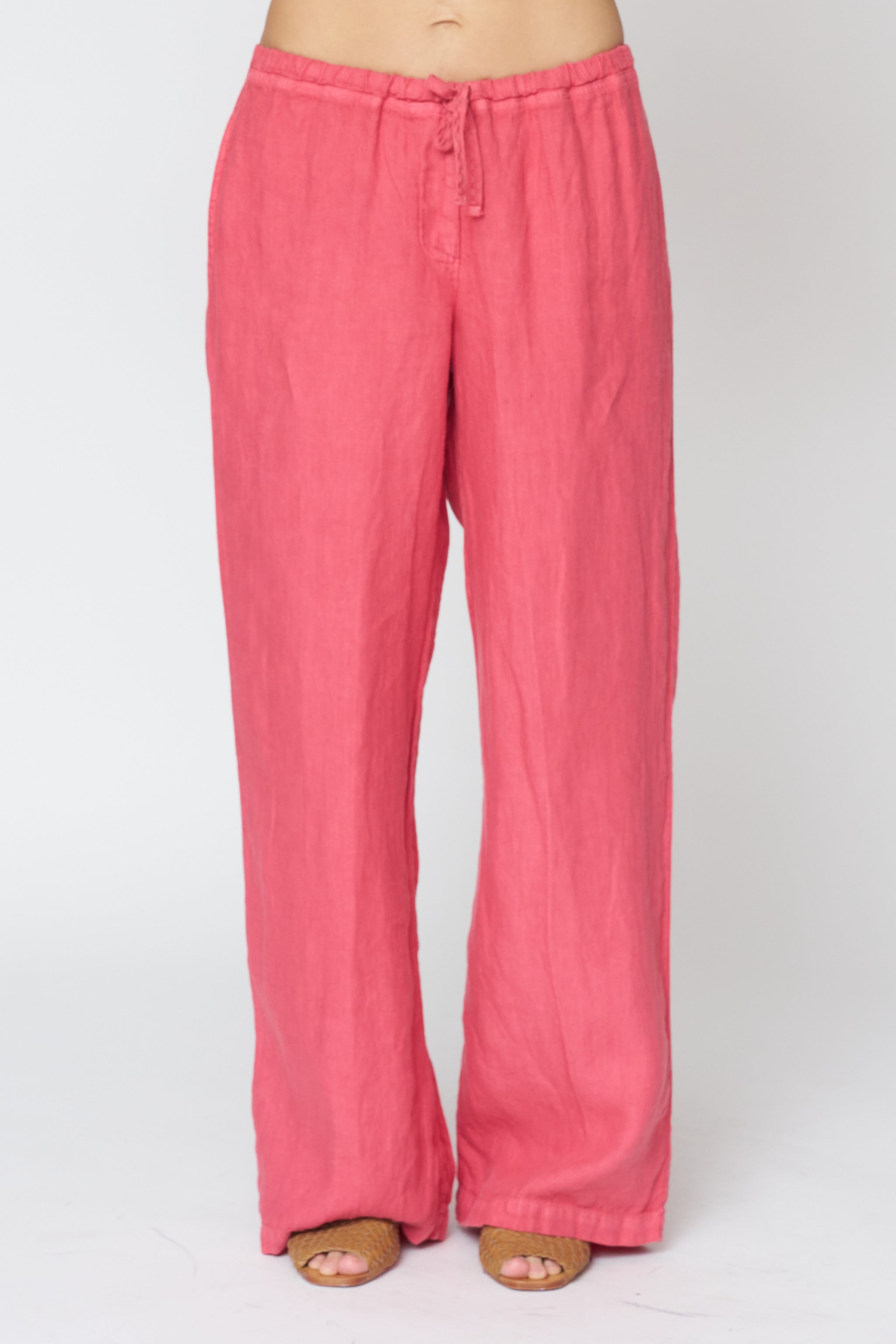 Dana Straight Leg Linen Trouser in Poppy
