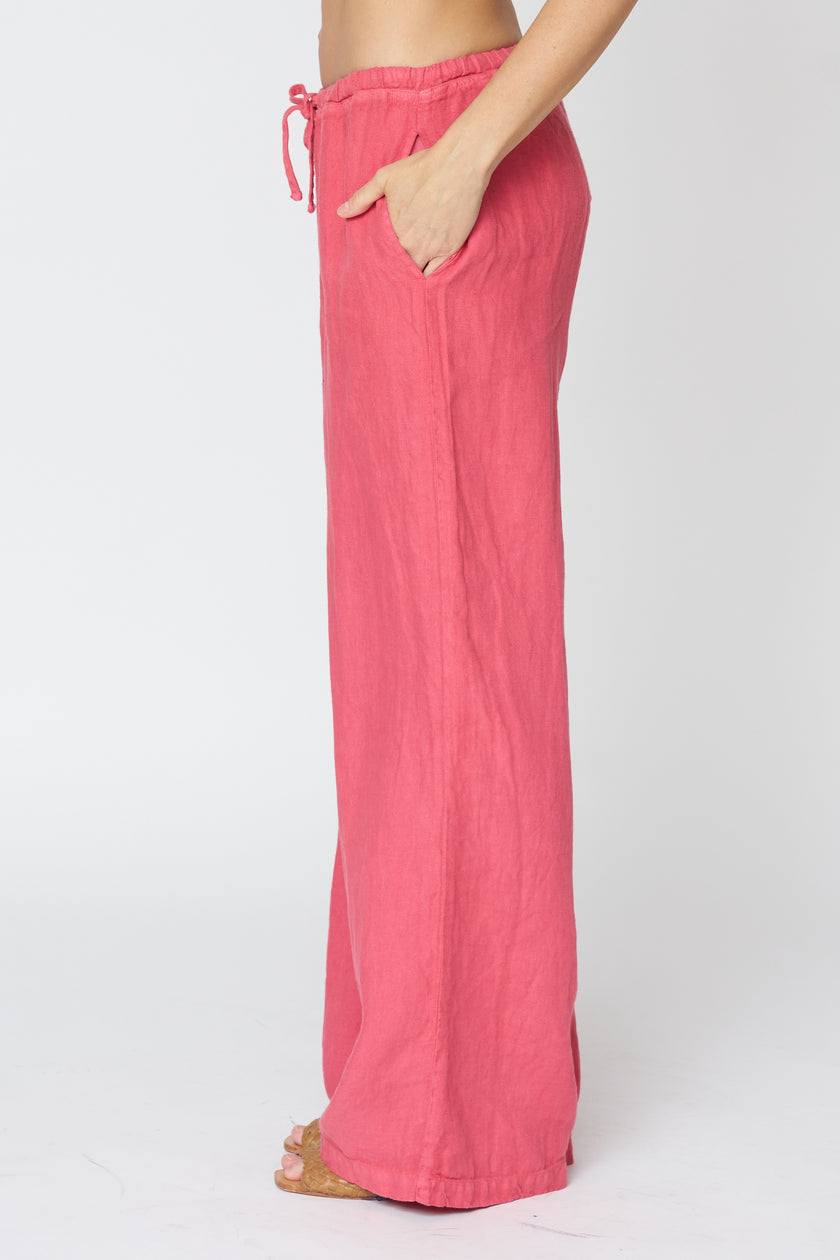 Dana Straight Leg Linen Trouser in Poppy