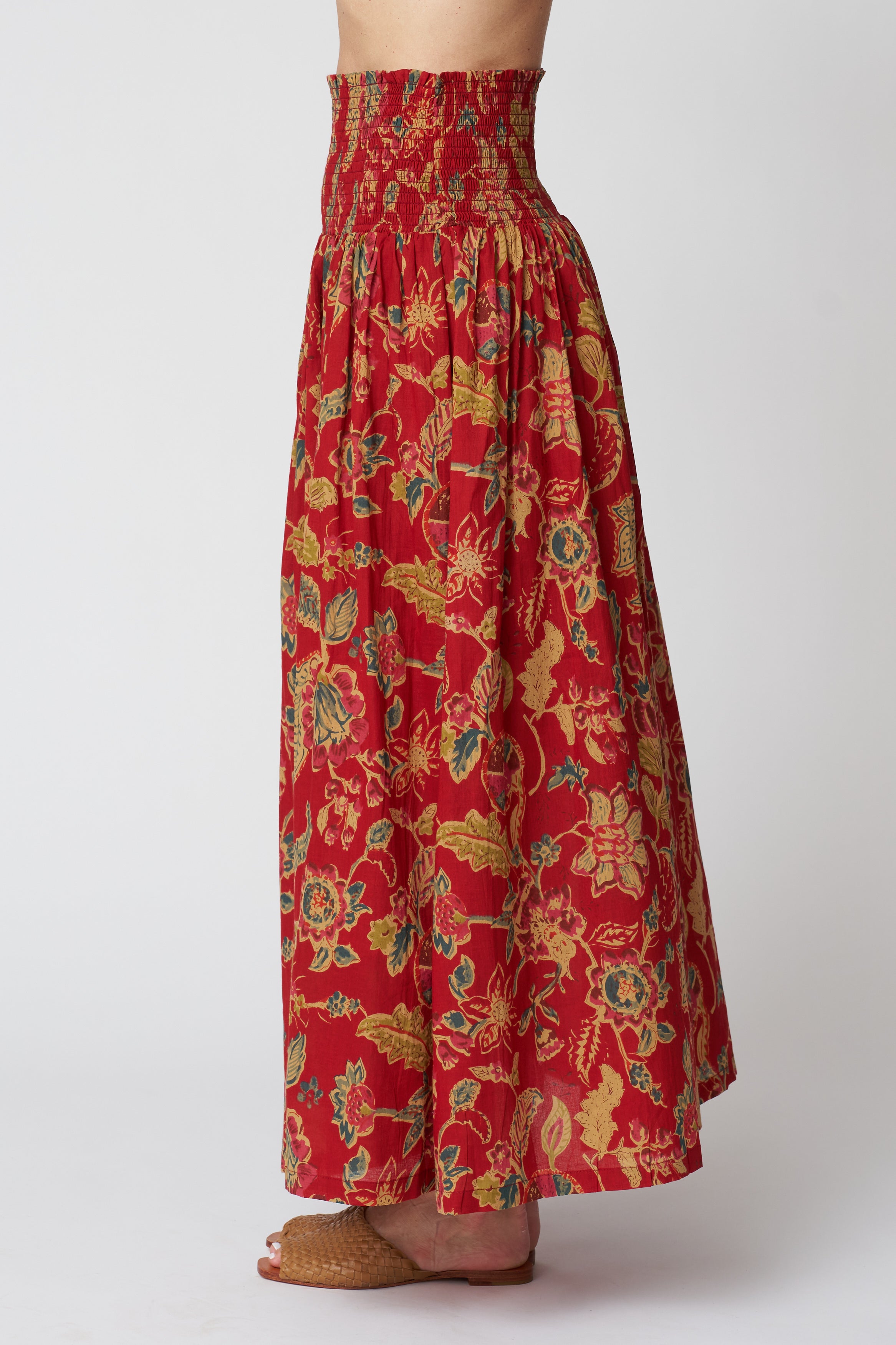 Emerson Fry Smocked Maxi Skirt in Pompeian Blooms