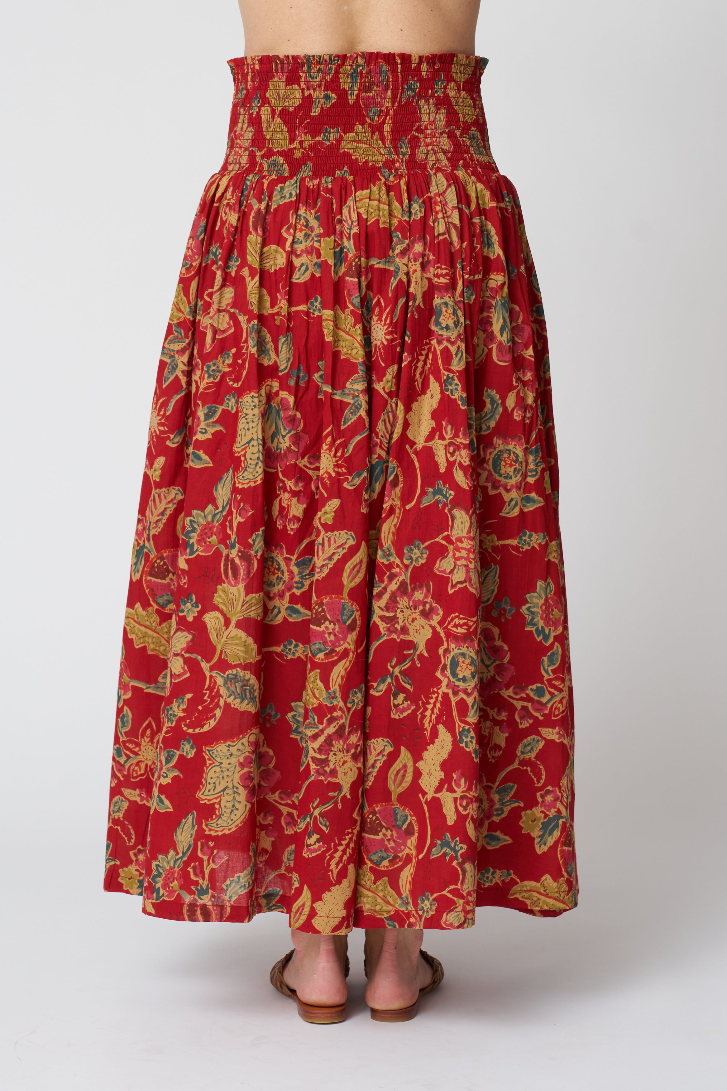 Emerson Fry Smocked Maxi Skirt in Pompeian Blooms