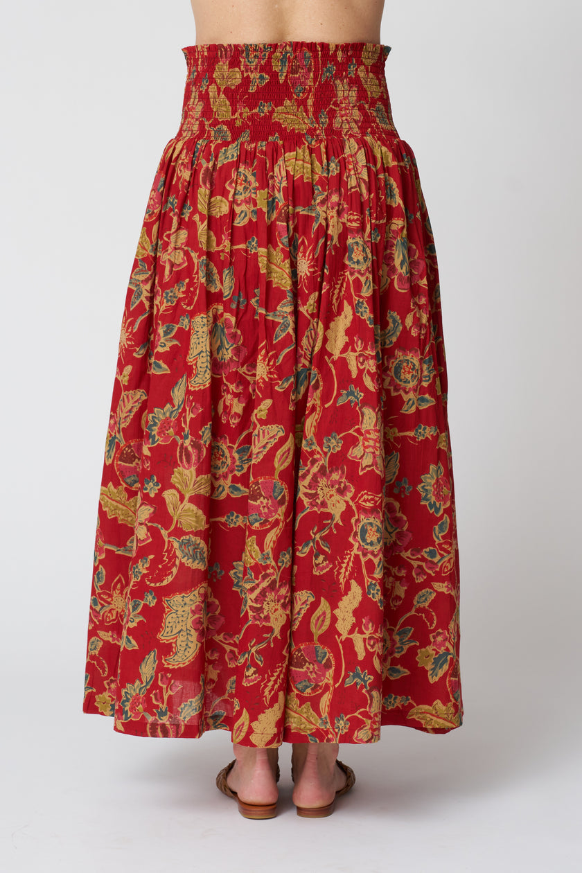 Emerson Fry Smocked Maxi Skirt in Pompeian Blooms