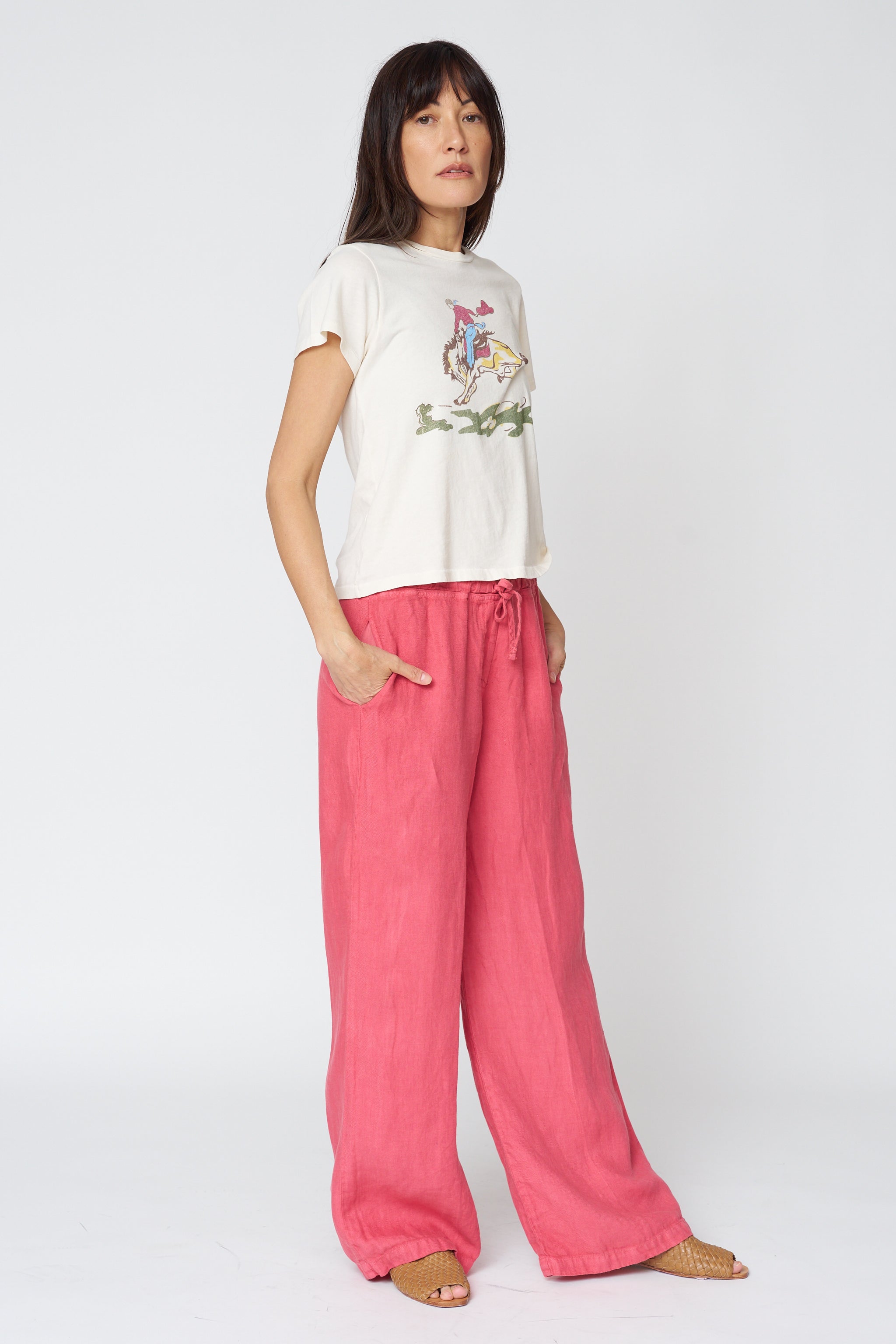 Dana Straight Leg Linen Trouser in Poppy