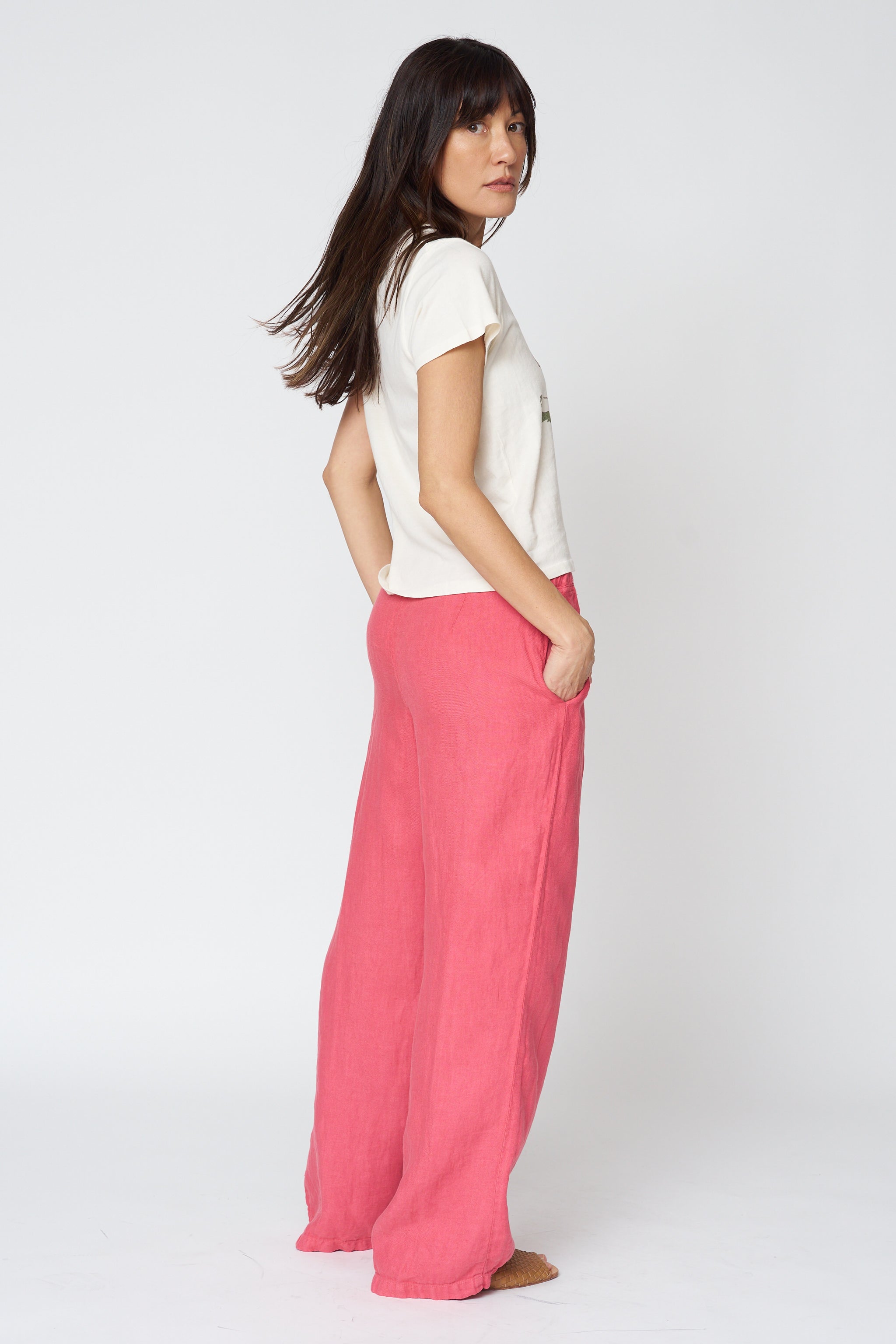 Dana Straight Leg Linen Trouser in Poppy