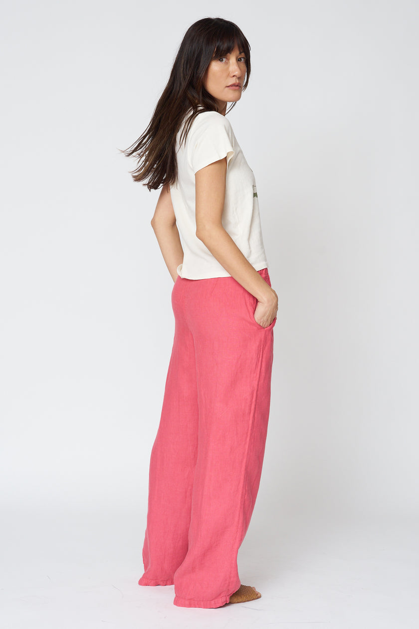 Dana Straight Leg Linen Trouser in Poppy