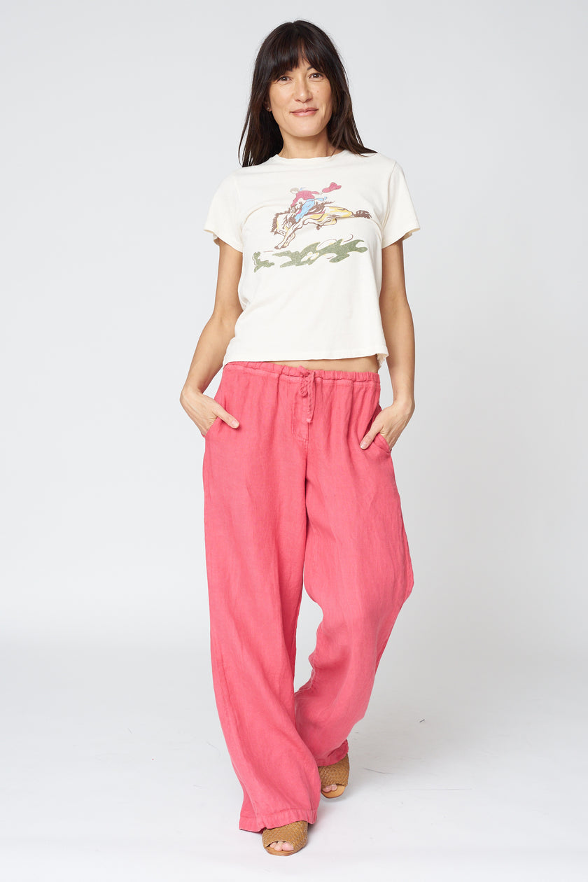 Dana Straight Leg Linen Trouser in Poppy
