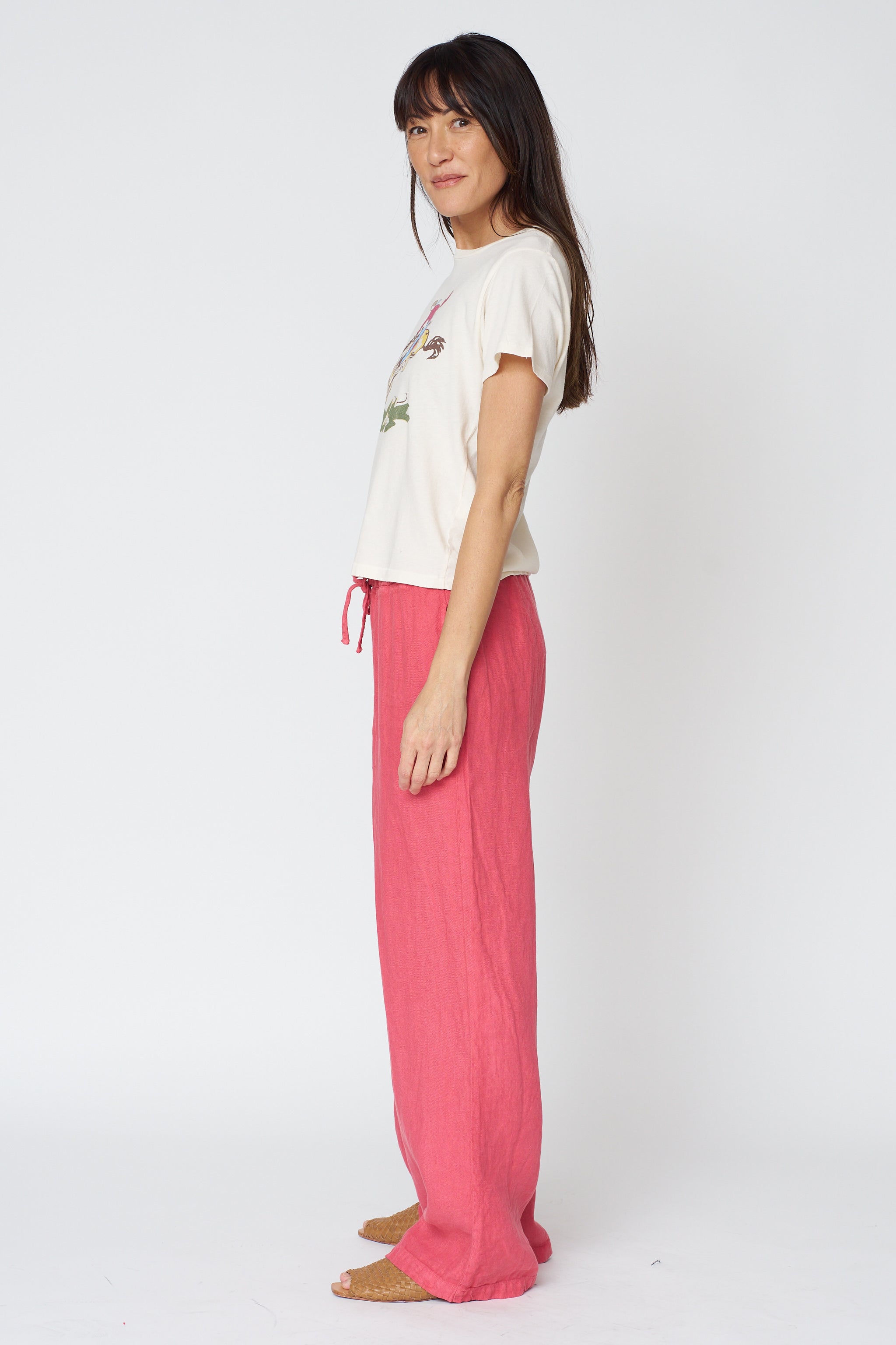 Dana Straight Leg Linen Trouser in Poppy