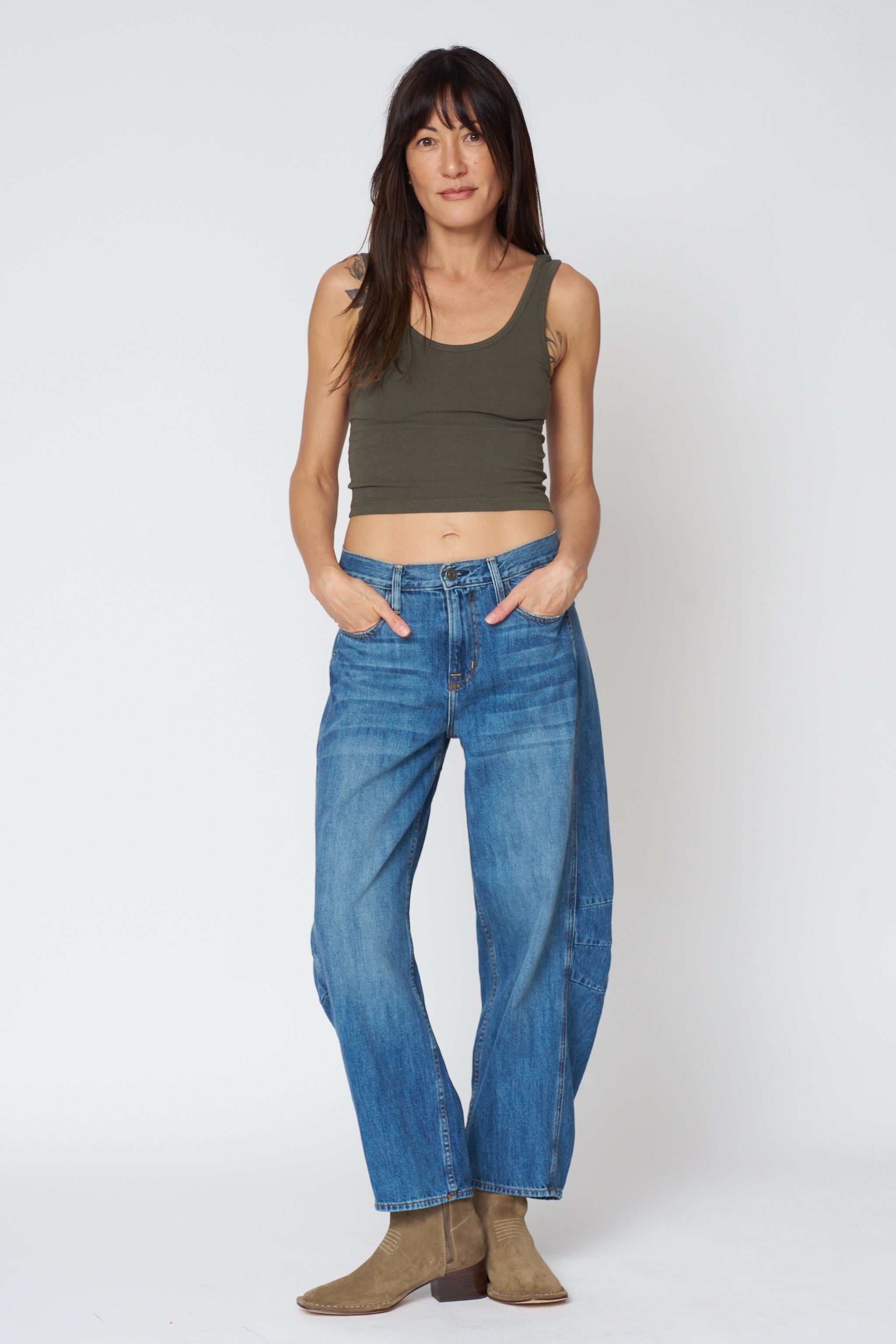 Ava Flutter Slung Fit Jeans - Pomona Wash