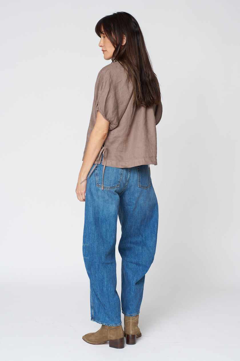 Cosette Woven Linen Top in Mudslide