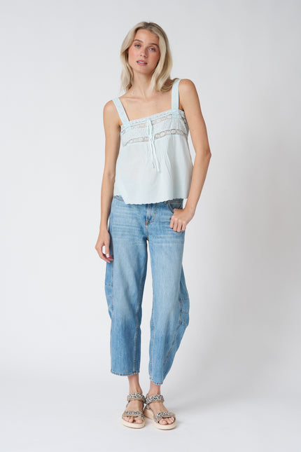 Ciao Lucia Euri Embroidered Top in Baby Blue
