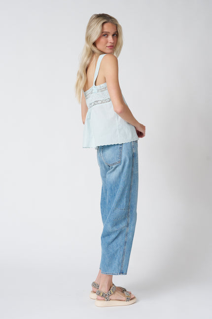 Ciao Lucia Euri Embroidered Top in Baby Blue