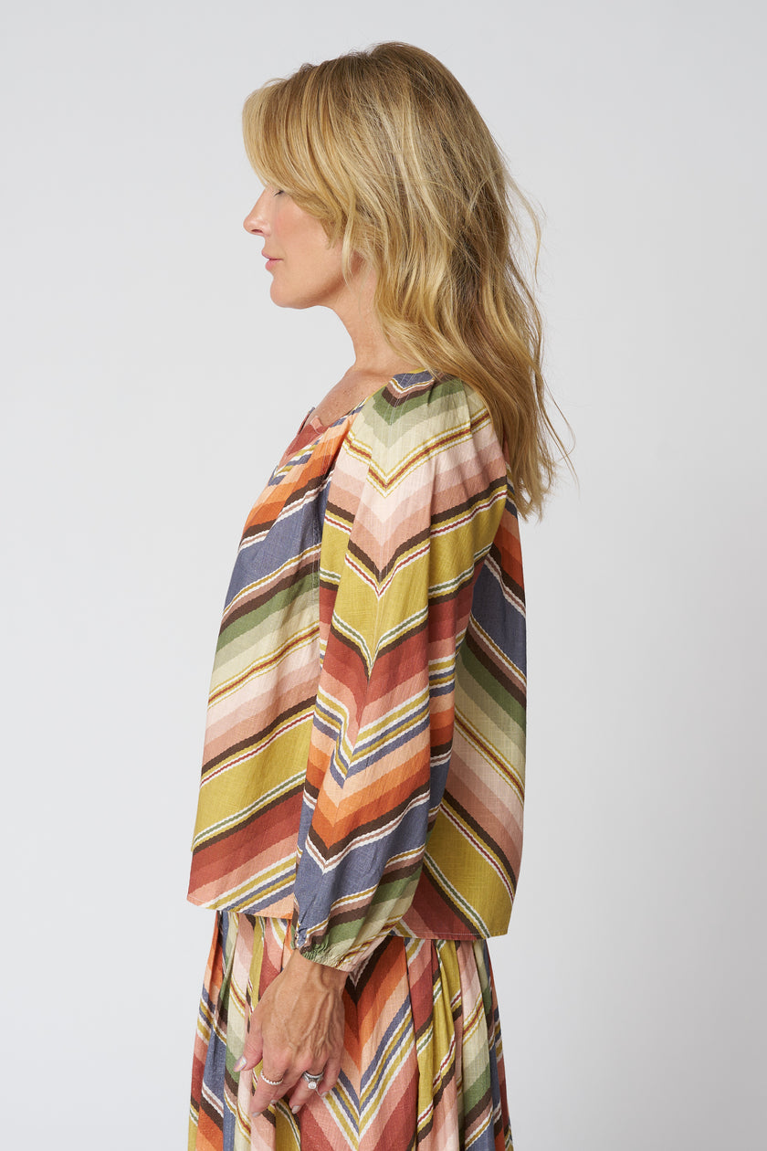 The Seamed Bodega Top in Davenport Stripe