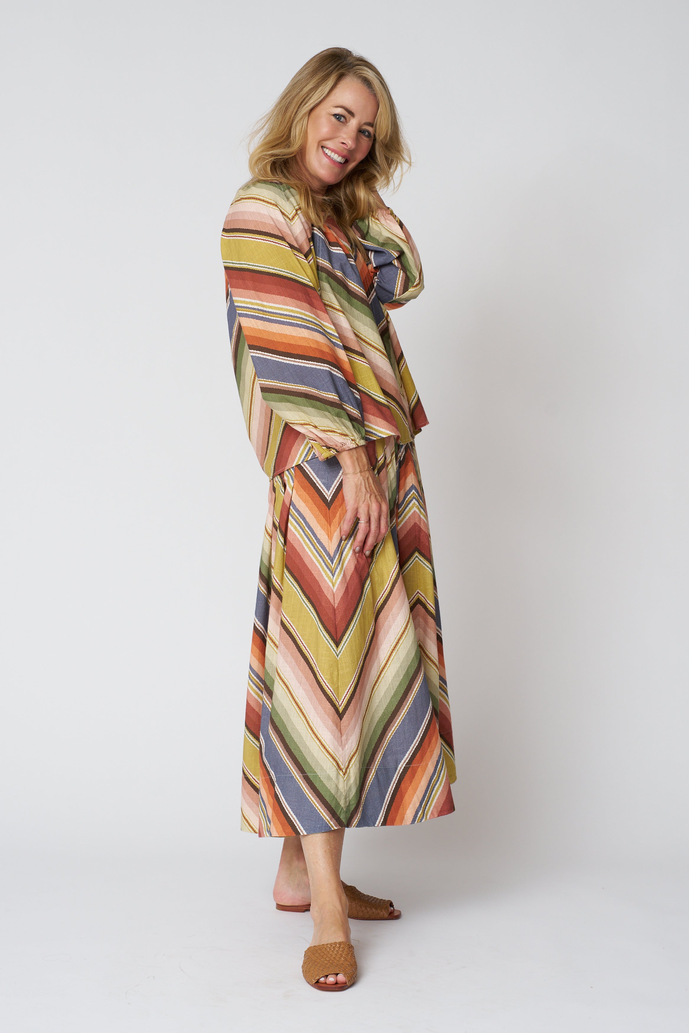 The Seamed Bodega Top in Davenport Stripe