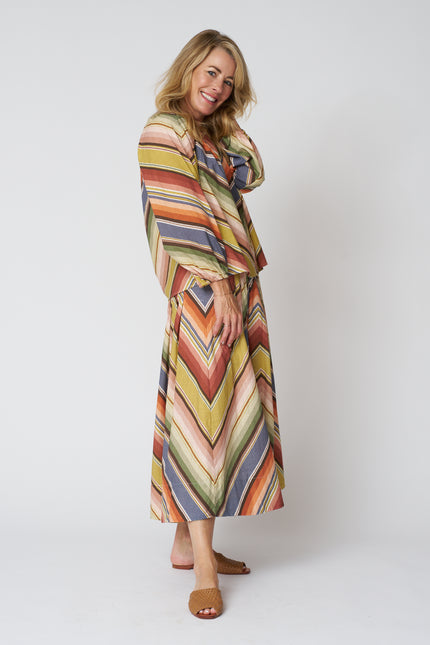 The Seamed Bodega Top in Davenport Stripe