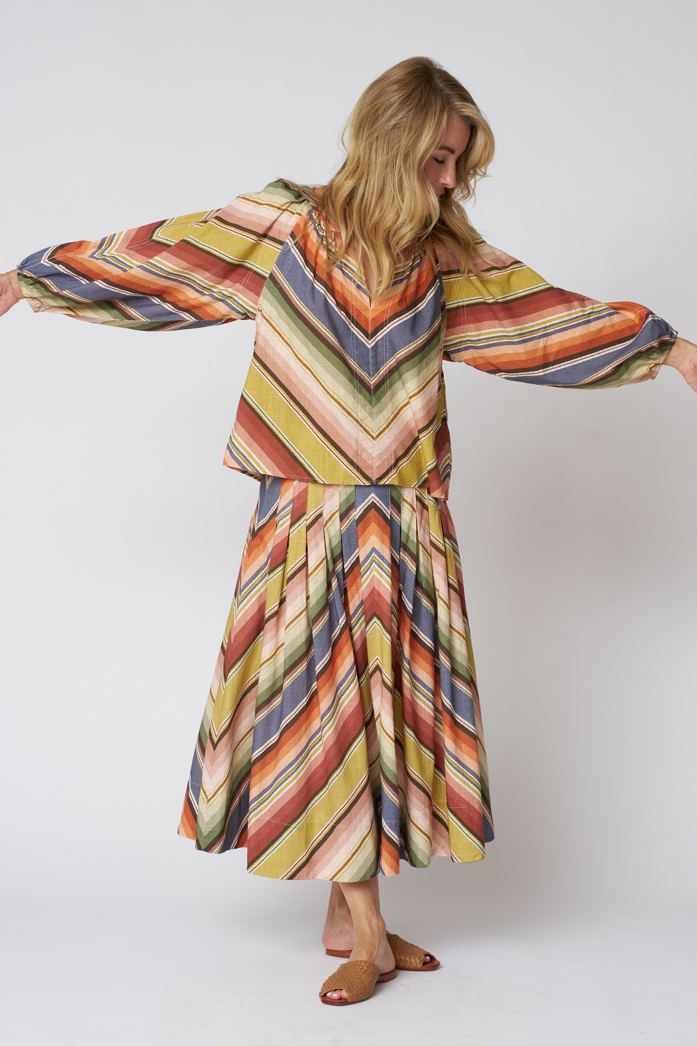 The Seamed Bodega Top in Davenport Stripe