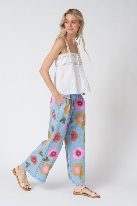 Jungmaven Disco Pant - Floral Denim
