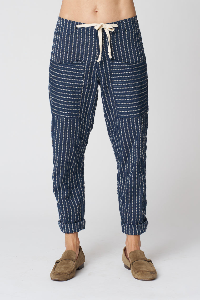 Ezra Pant in Heritage Dobby - Ink