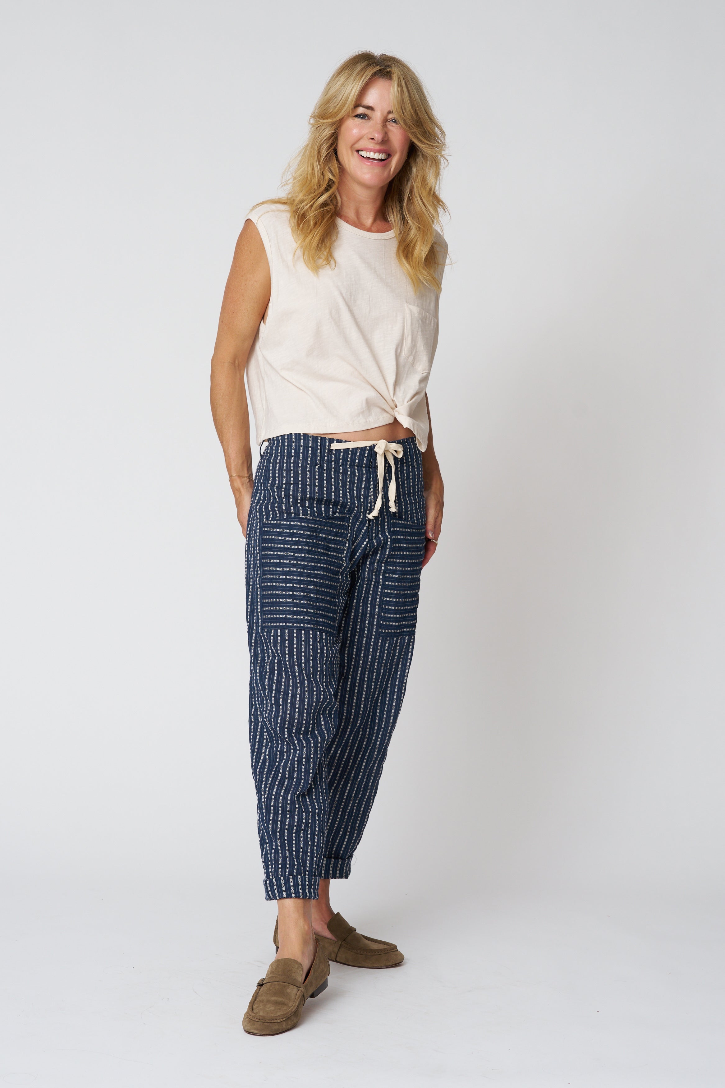 Ezra Pant in Heritage Dobby - Ink