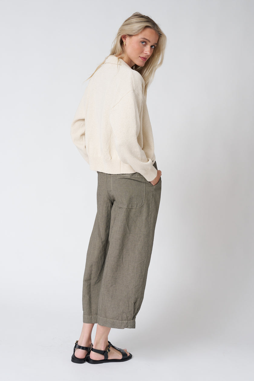 Carys Micro Houndstooth Wide Leg Pants