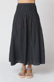 Micaela Greg Shirred Skirt in Faded Black