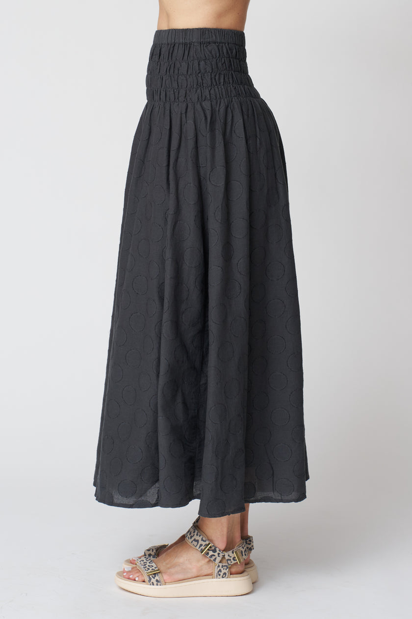 Micaela Greg Shirred Skirt in Faded Black