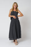 Micaela Greg Shirred Skirt in Faded Black