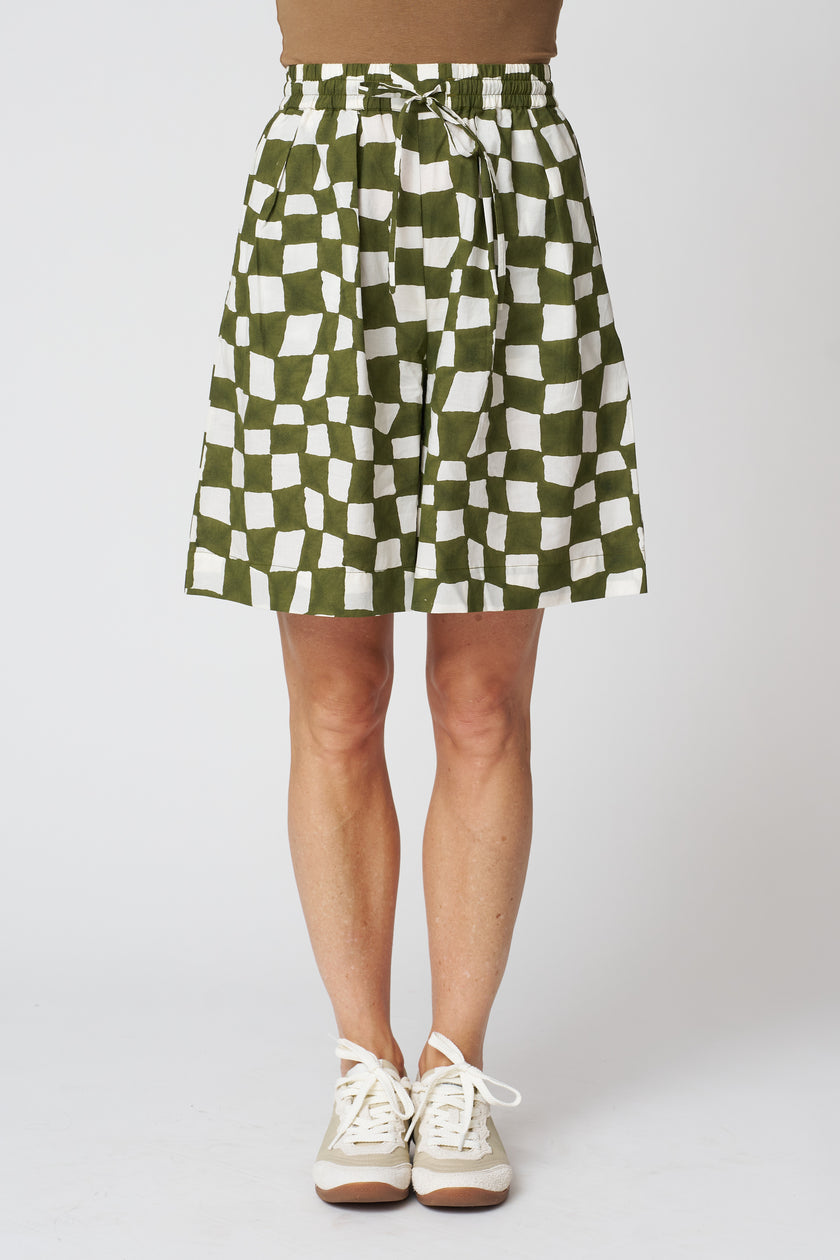 Block Print Warp Check Shorts