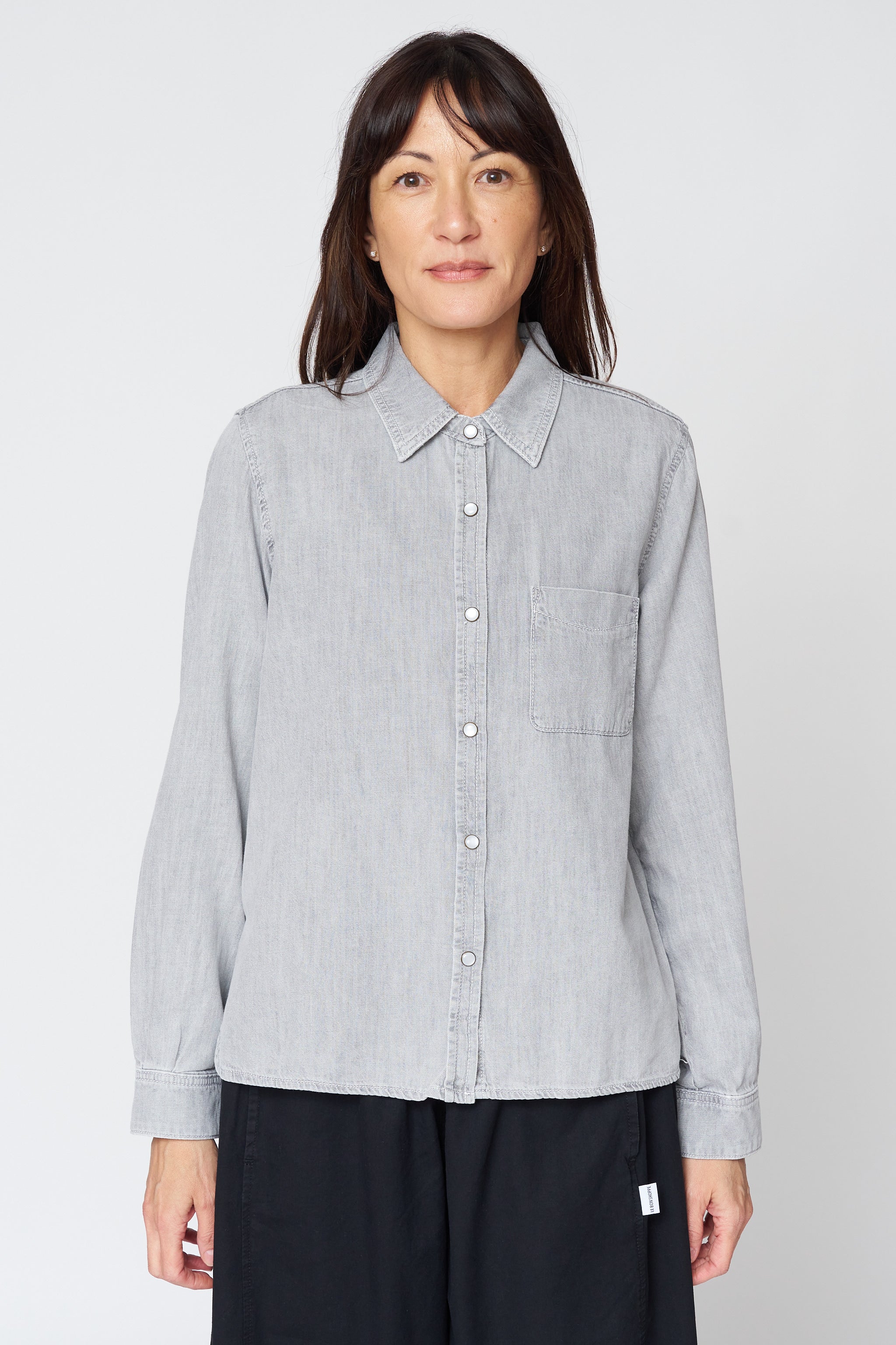 Denim Button Down in Grey Wash