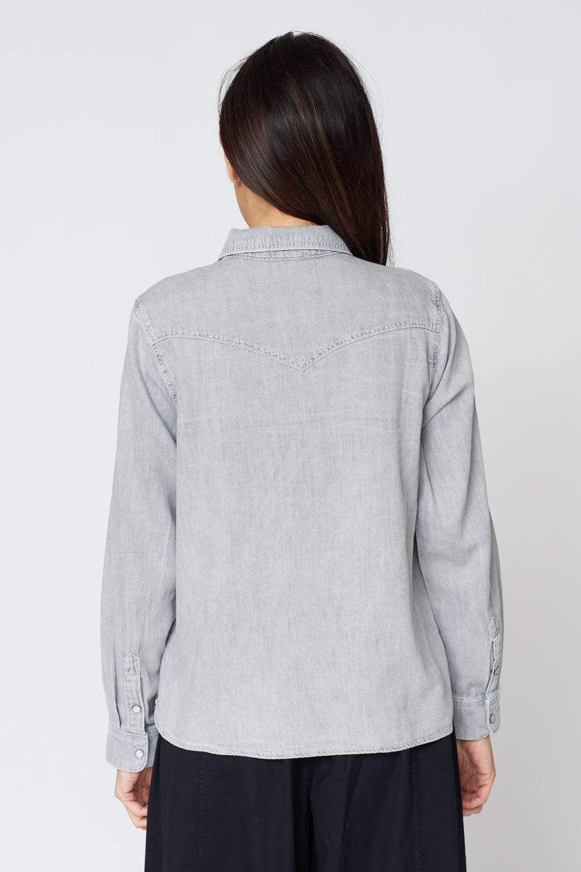 Denim Button Down in Grey Wash