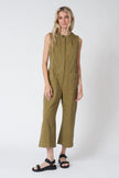 Sleeveless Cotton Twill Jumpsuit